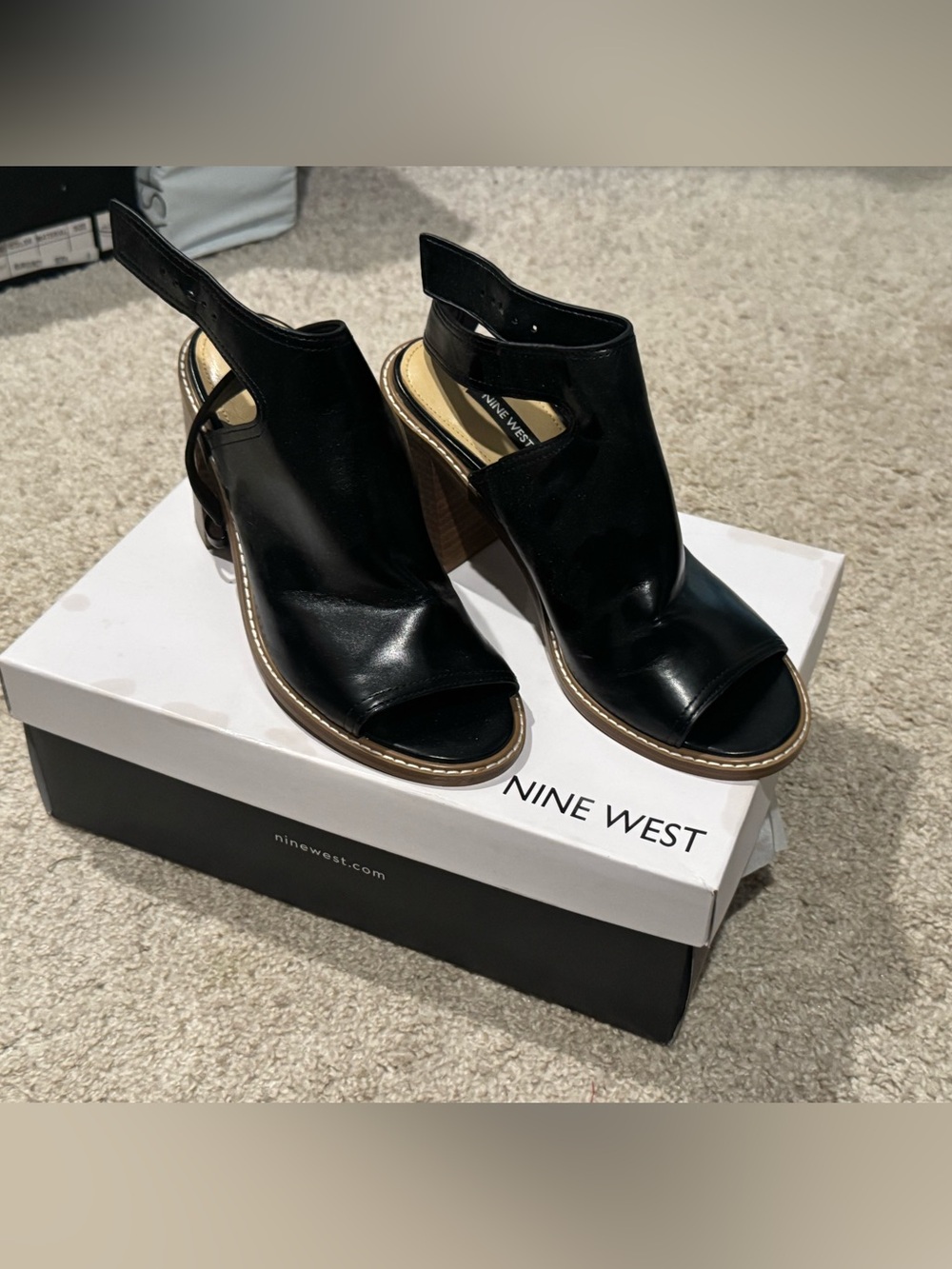 Nine West Open-Toe Slingback Block Heel